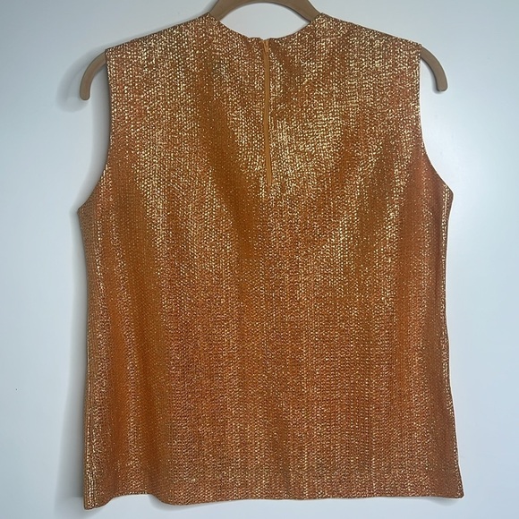 Judy Bond Sz 8-10 Metallic Foil Short Sleeve Back Zip Blouse - Picture 2 of 6